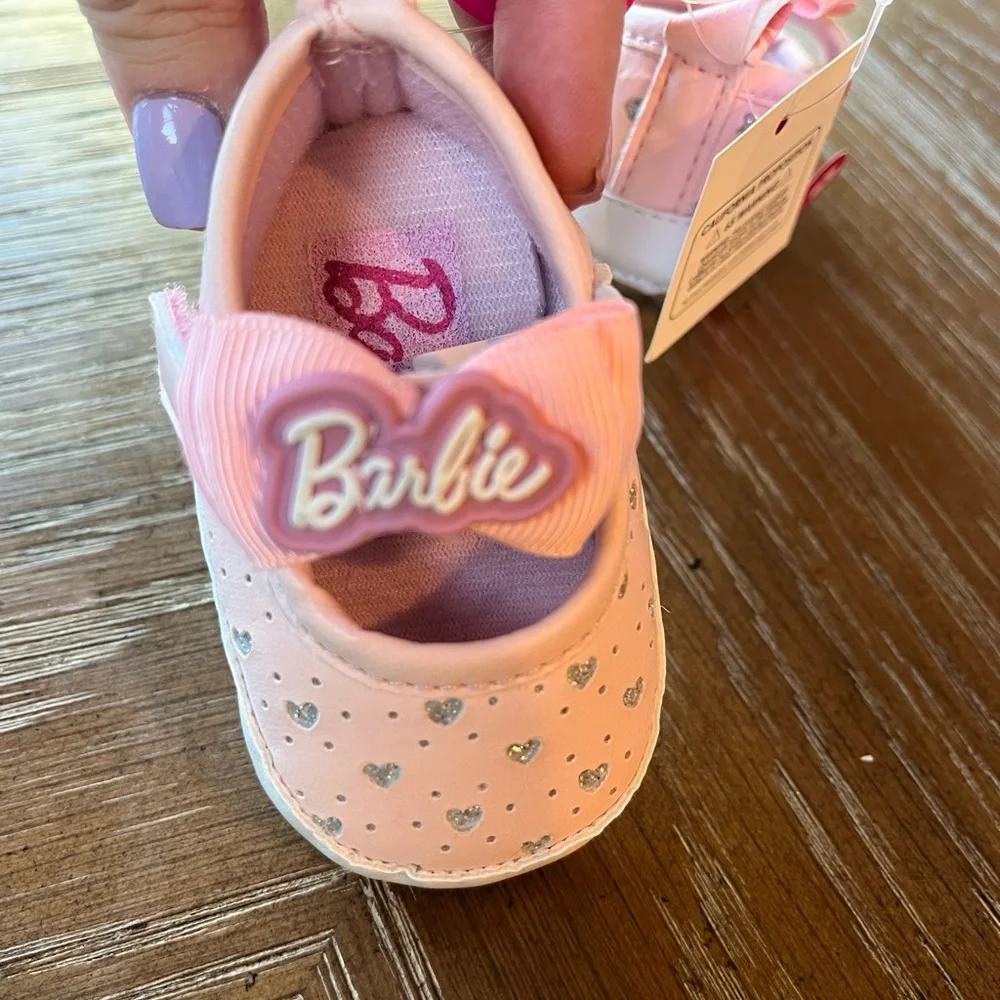 Barbie Heart-Patterned Pink Baby Shoes